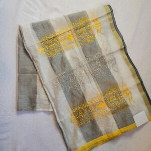 NWT Dress Fabric Indian Pakistani Party Shiny Sheer Silver Gold 34.5" X 92